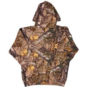 Gray Camouflage Woodland Print Oversized Sporty Hoodie main image 1
